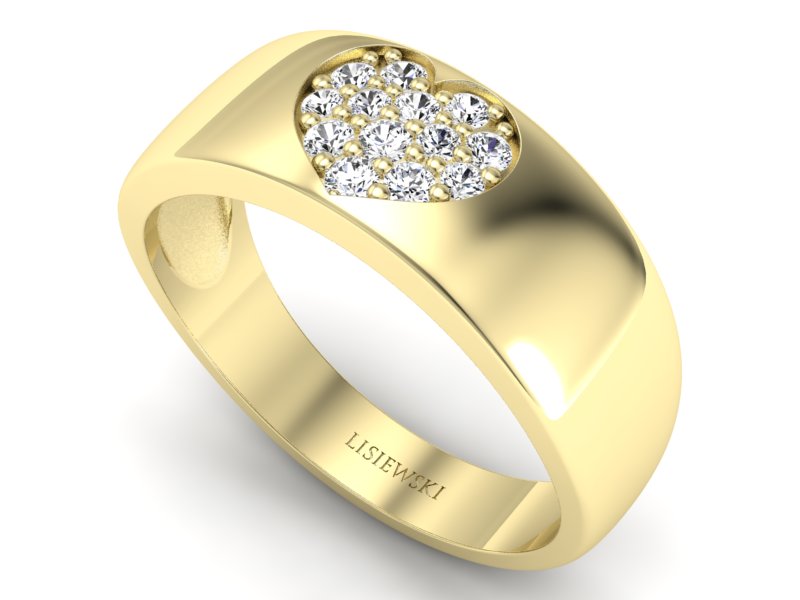 Złoty pierścionek z diamentami żółte złoto - p16038z — zdjęcie 3