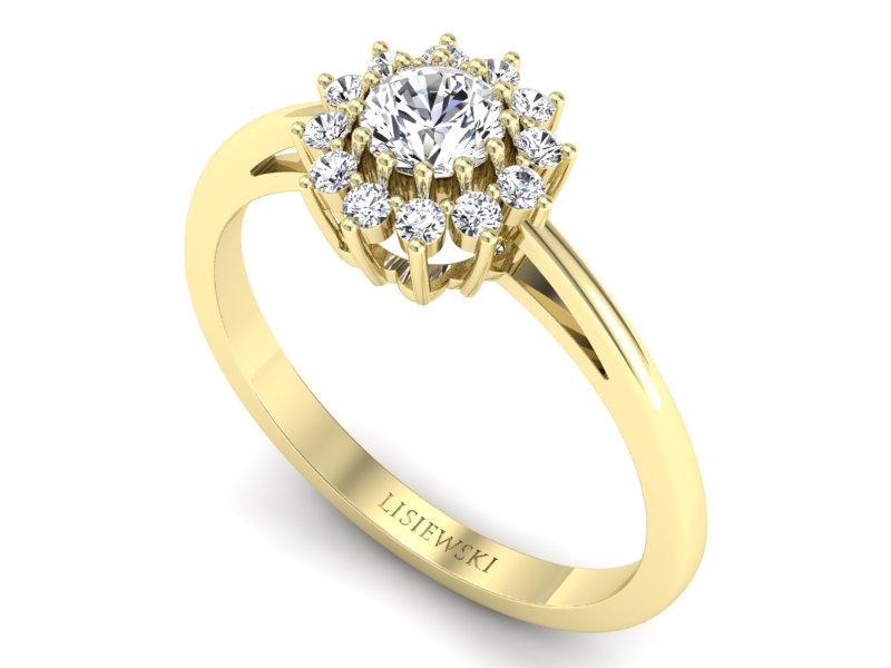 Złoty pierścionek z brylantami żółte złoto - P16040z — zdjęcie 3