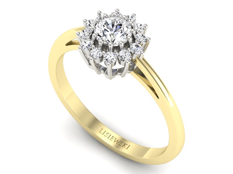 Pierścionek zaręczynowy z brylantami - P16040zb — zdjęcie 3