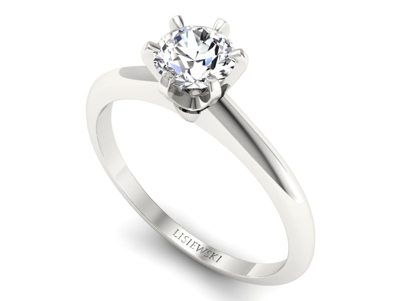 Złoty pierścionek z brylantem białe złoto - P16041b — zdjęcie 3