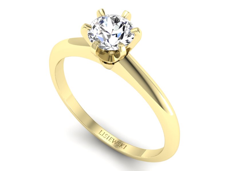 Złoty pierścionek z brylantem żółte złoto - P16041z — zdjęcie 3