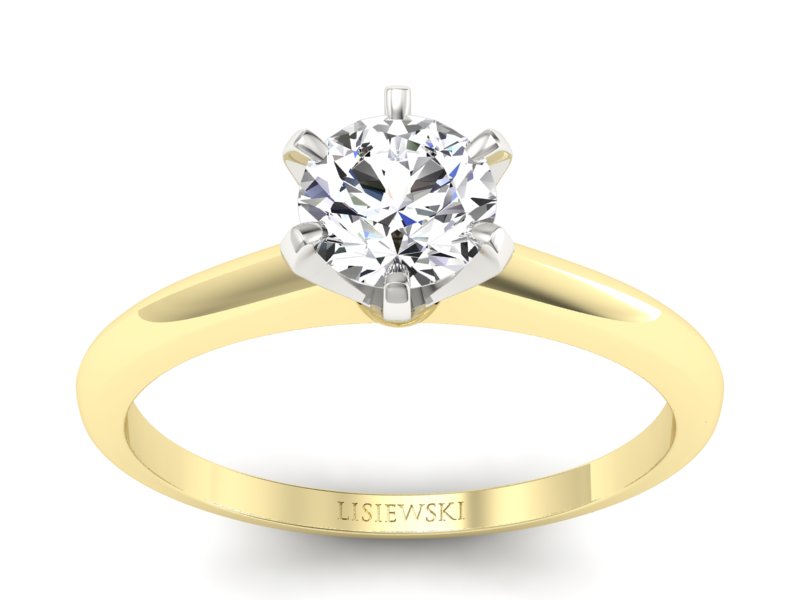 Pierścionek z brylantem żółte białe złoto - P16041zb