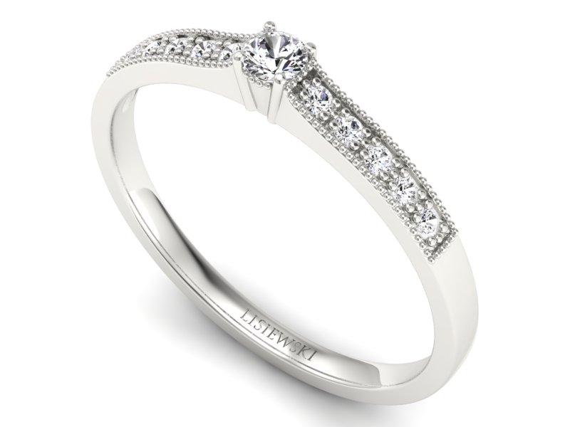 Pierścionek zaręczynowy z brylantami białe złoto - p16042b — zdjęcie 3