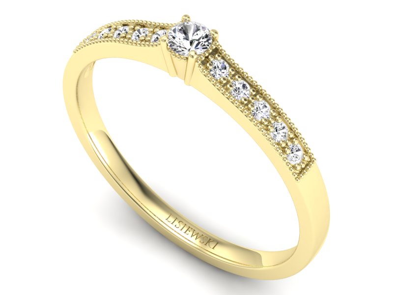 Złoty pierścionek z brylantami żółte złoto - p16042z — zdjęcie 3