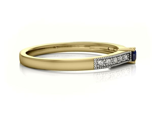 Złoty Pierścionek z szafirem i diamentami - p16042zsz