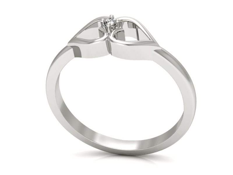 Złoty pierścionek z brylantem białe złoto - p16045b — zdjęcie 3