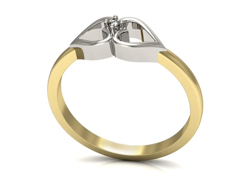 Pierścionek z diamentem żółte białe złoto - p16045zb — zdjęcie 3