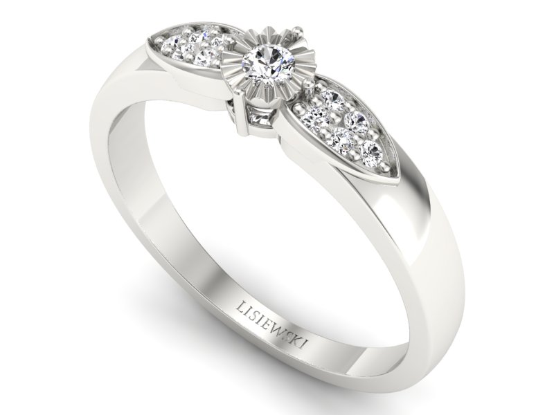 Złoty pierścionek z brylantami białe złoto - p16049b — zdjęcie 3