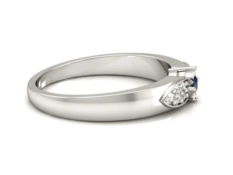 Pierścionek z szafirem i brylantami białe złoto - p16049bsz — zdjęcie 5