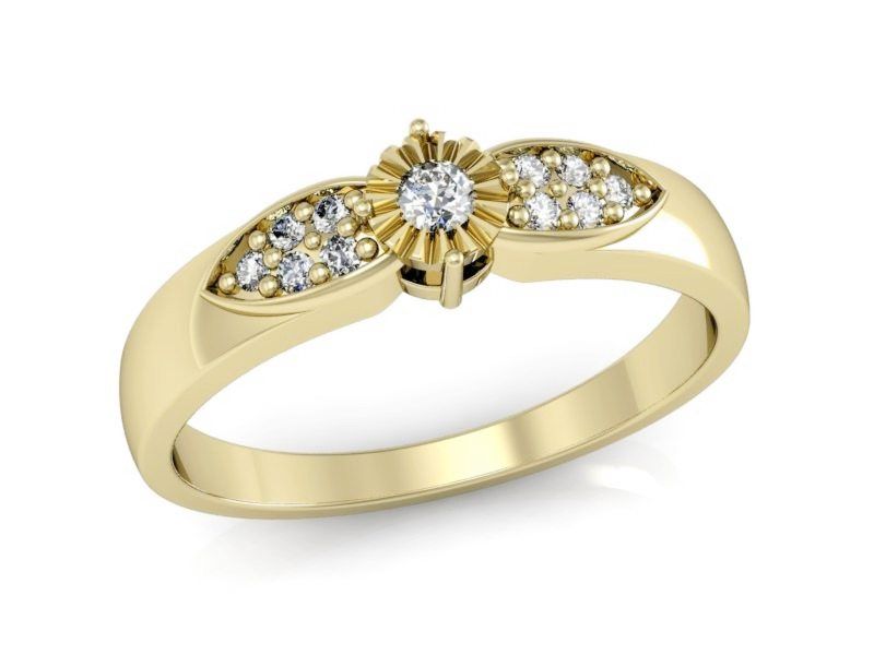 Pierścionek zaręczynowy z brylantami żółte złoto próba 585 - p16049z