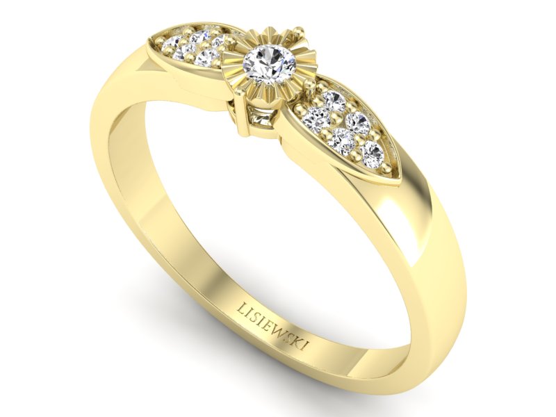 Pierścionek zaręczynowy z brylantami żółte złoto - p16049z — zdjęcie 3