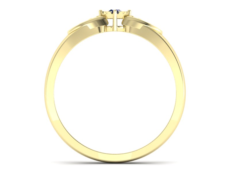 Złoty pierścionek z szafirem i diamentami - p16049zsz — zdjęcie 2