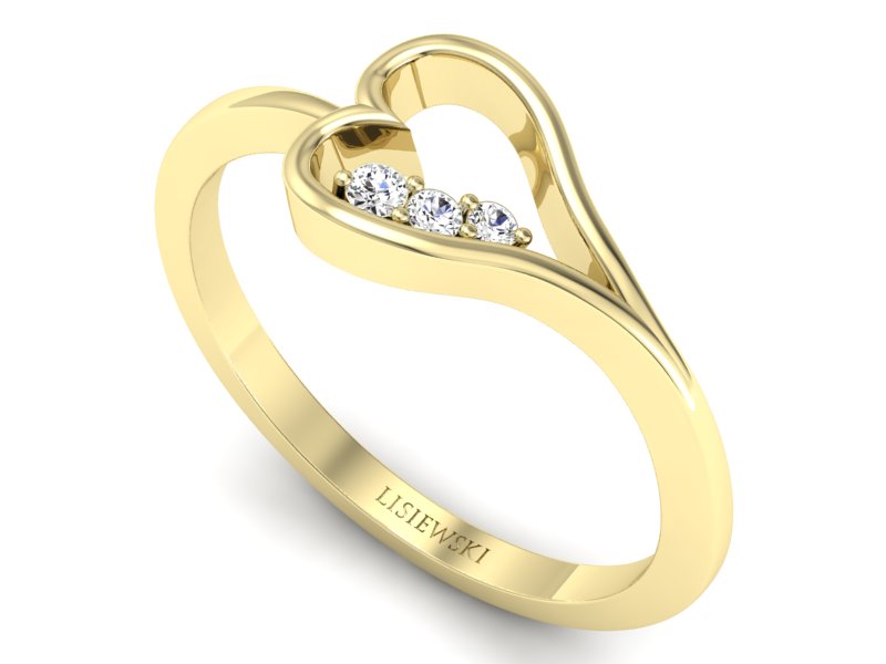 Pierścionek zaręczynowy z brylantami żółte złoto - P16050z — zdjęcie 3