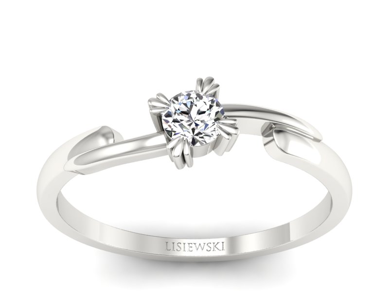 Pierścionek zaręczynowy z brylantem białe złoto - p16051b