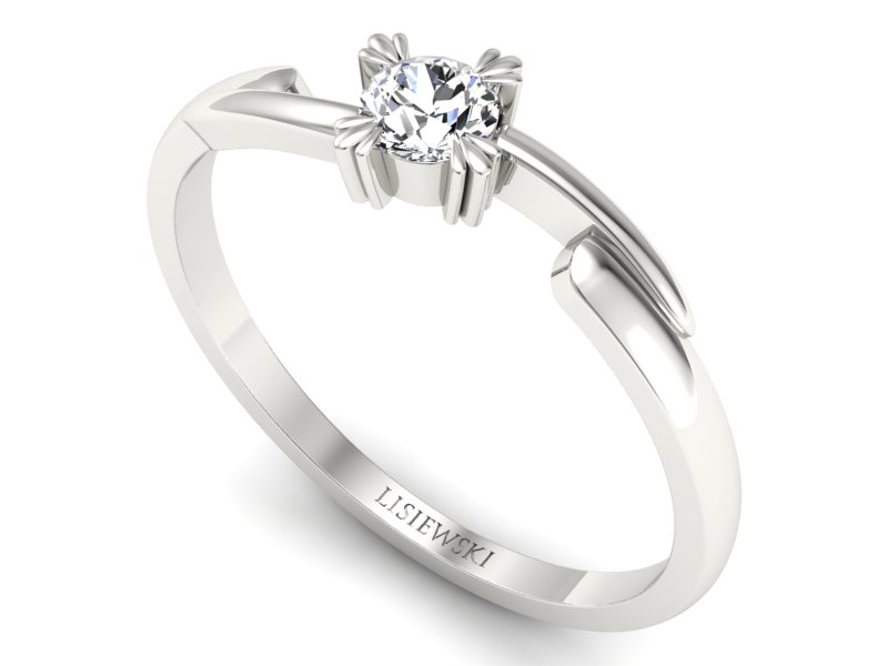 Pierścionek zaręczynowy z brylantem białe złoto - p16051b — zdjęcie 3