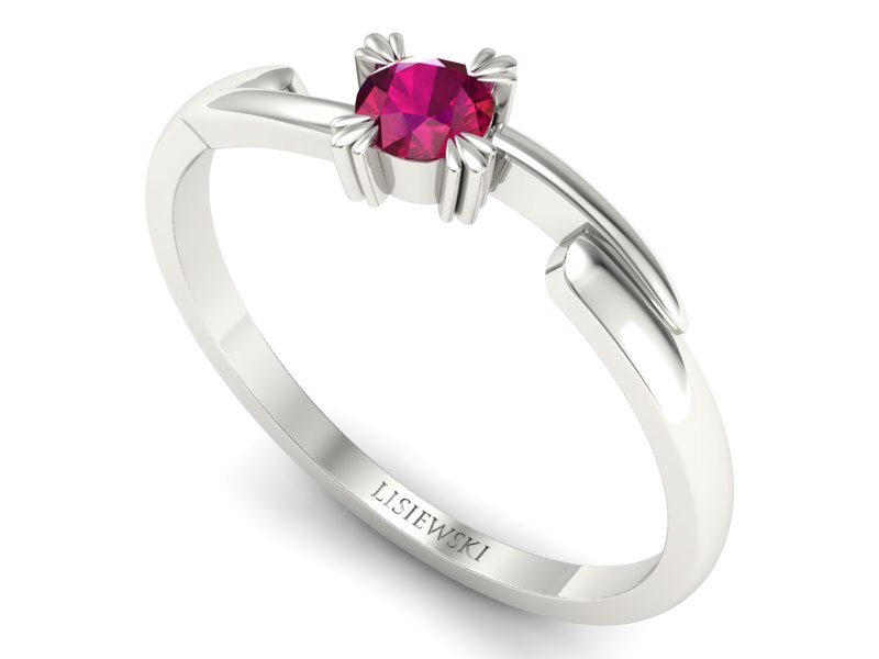 Złoty pierścionek z rubinem białe złoto - p16051br — zdjęcie 3