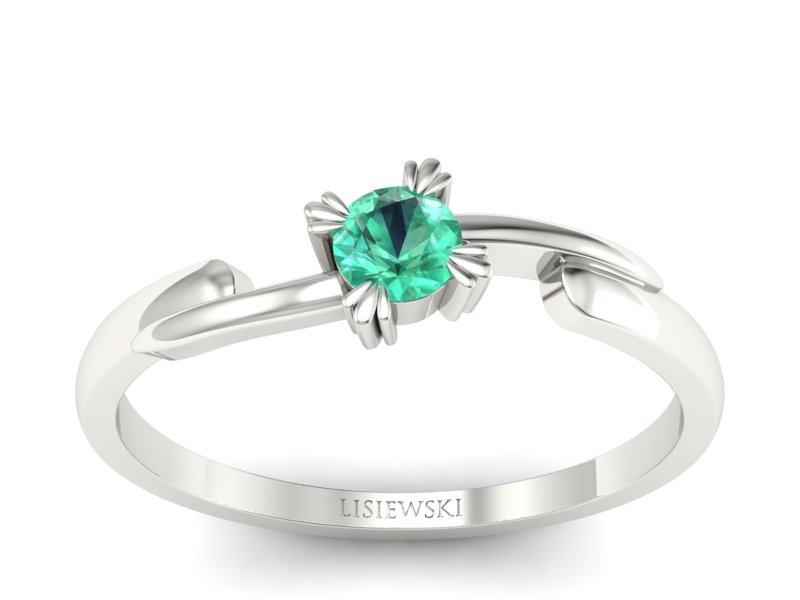 Złoty pierścionek zaręczynowy ze szmaragdem - p16051bsm