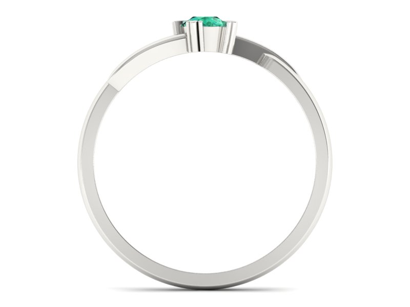 Złoty pierścionek zaręczynowy ze szmaragdem - p16051bsm — zdjęcie 2