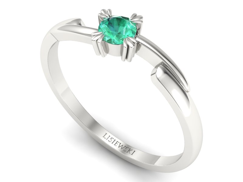 Złoty pierścionek zaręczynowy ze szmaragdem - p16051bsm — zdjęcie 3