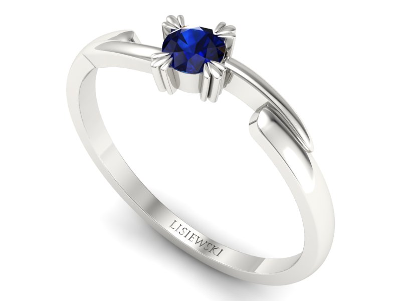 Złoty pierścionek z szafirem białe złoto - p16051bsz — zdjęcie 3