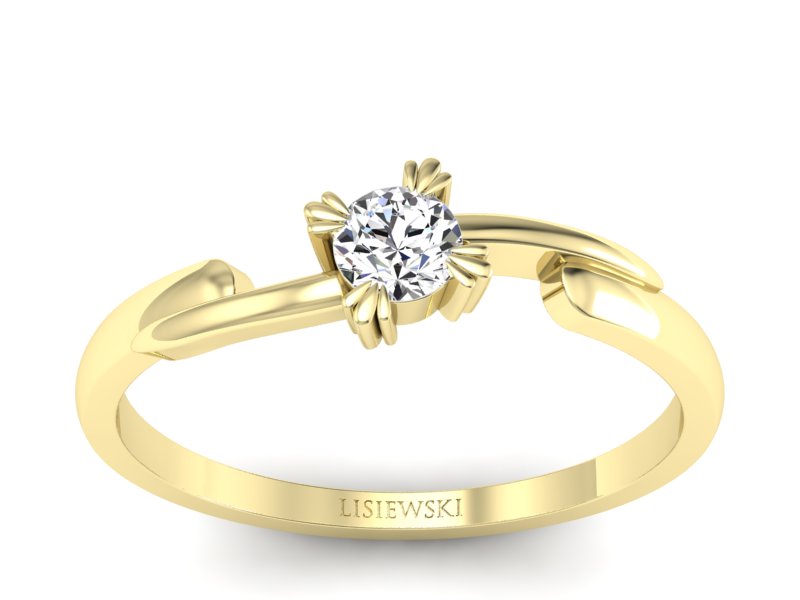 Złoty pierścionek z brylantem żółte złoto - p16051z