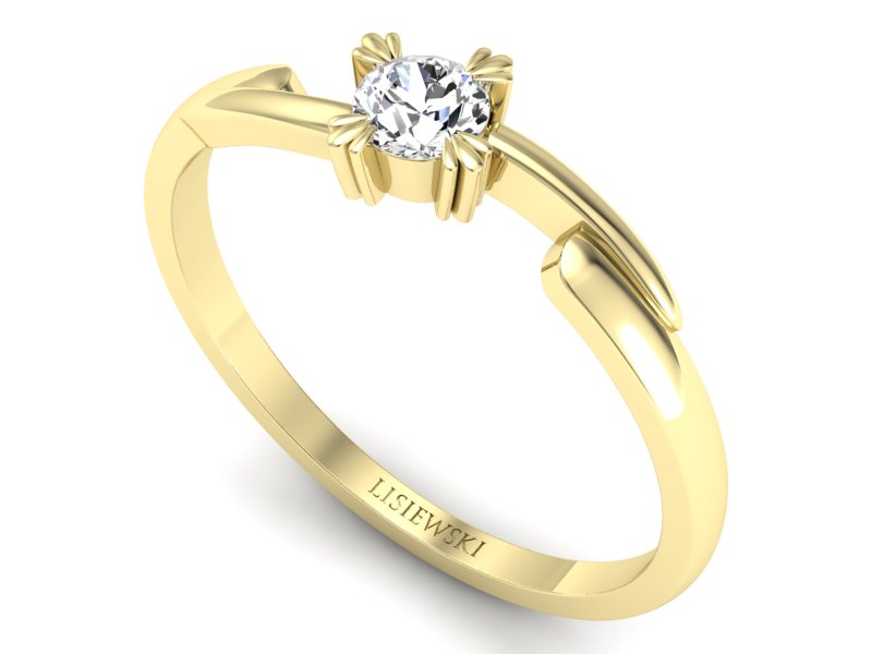 Złoty pierścionek z brylantem żółte złoto - p16051z — zdjęcie 3