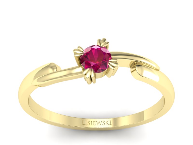 Złoty pierścionek z rubinem żółte złoto - p16051zr