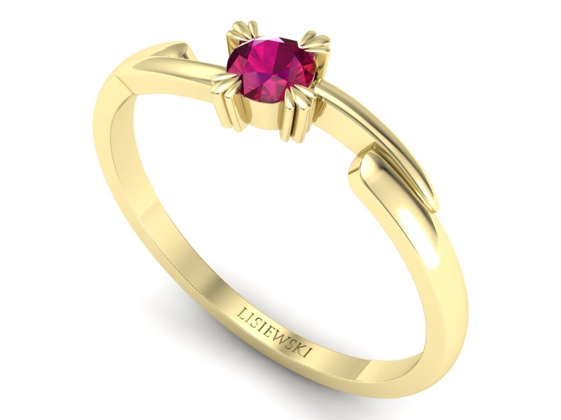 Złoty pierścionek z rubinem żółte złoto - p16051zr — zdjęcie 3