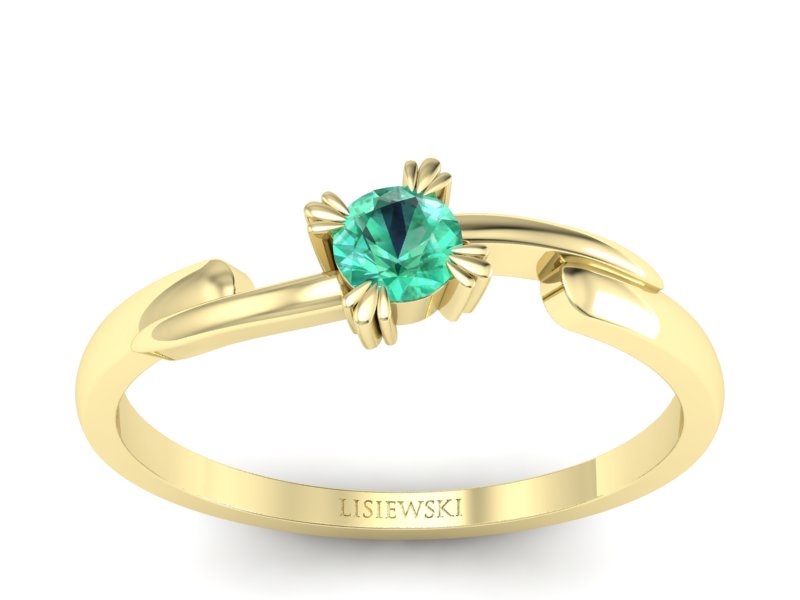 Złoty pierścionek ze szmaragdem żółte złoto - p16051zsm