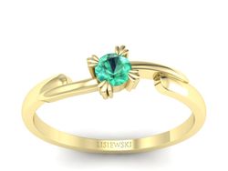 Złoty Pierścionek ze szmaragdem żółte złoto 585 - p16051zsm