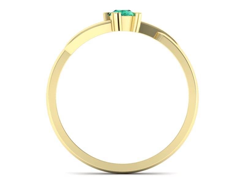 Złoty pierścionek ze szmaragdem żółte złoto - p16051zsm — zdjęcie 2
