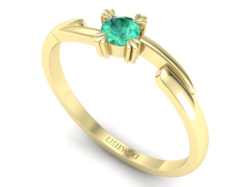 Złoty pierścionek ze szmaragdem żółte złoto - p16051zsm — zdjęcie 3