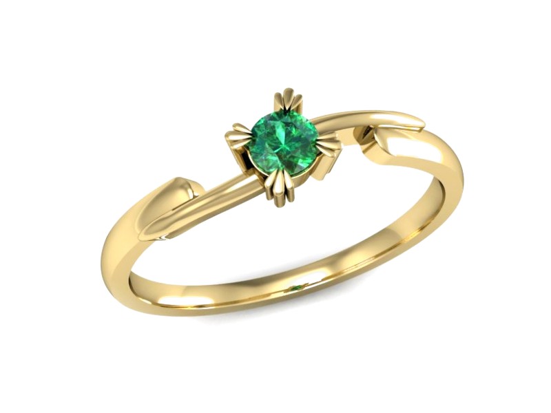 Złoty pierścionek ze szmaragdem żółte złoto - p16051zsm — zdjęcie 4