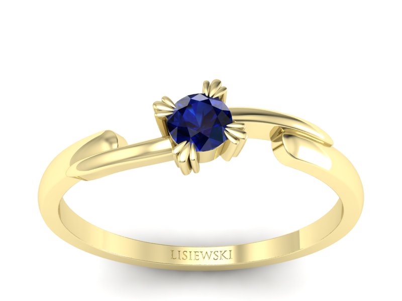 Złoty pierścionek z szafirem żółte złoto - p16051zsz