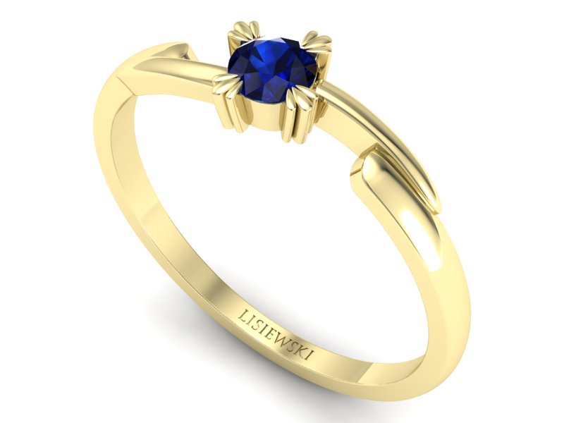 Złoty pierścionek z szafirem żółte złoto - p16051zsz — zdjęcie 3
