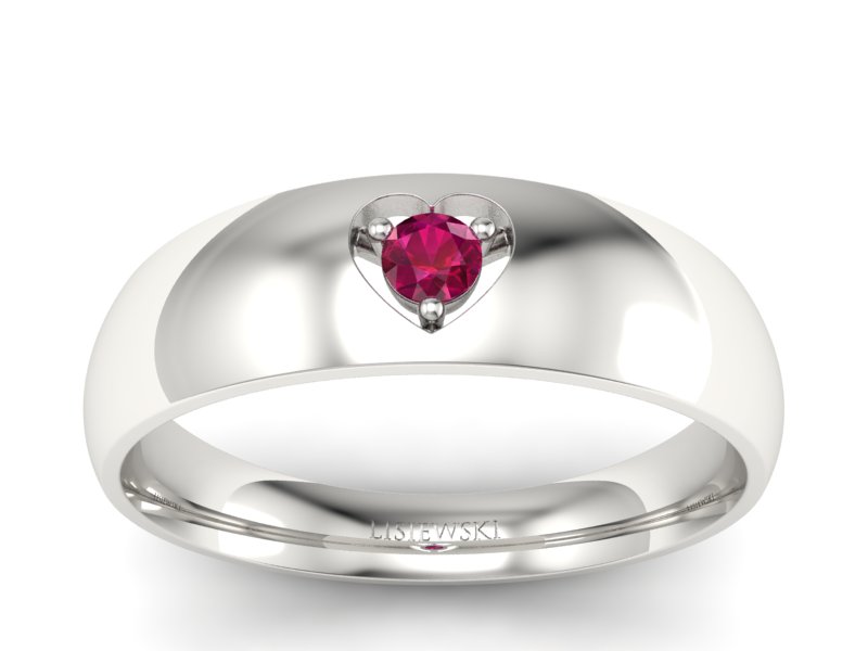Złoty pierścionek z rubinem białe złoto - p16052br