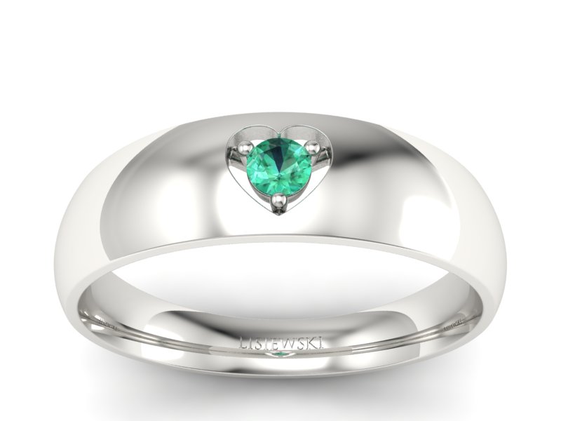 Złoty pierścionek ze szmaragdem białe złoto - p16052bsm