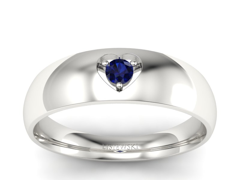 Złoty pierścionek z szafirem białe złoto - p16052bsz