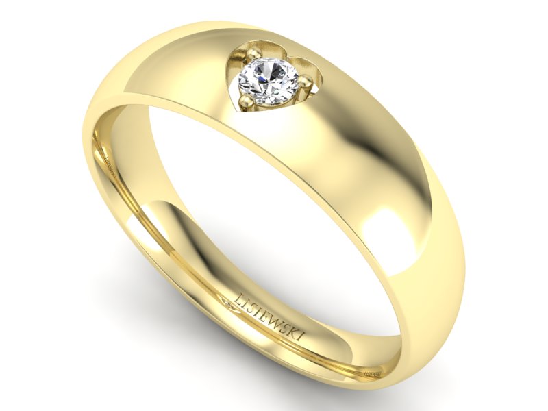 Złoty pierścionek z brylantem żółte złoto - p16052z — zdjęcie 3