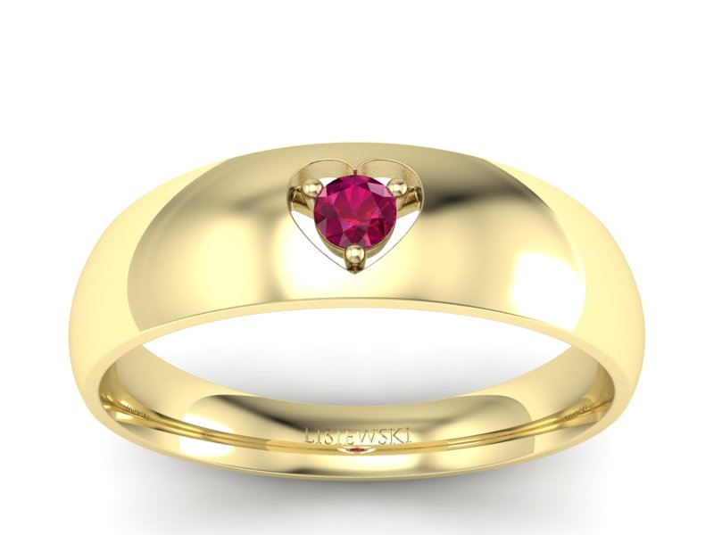 Pierścionek zaręczynowy z rubinem w żółtym złocie - p16052zr