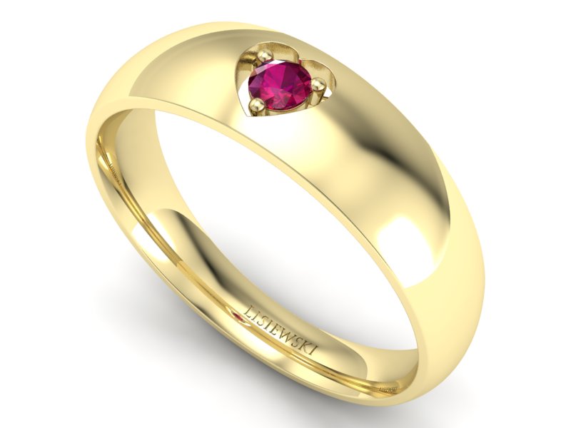 Pierścionek zaręczynowy z rubinem w żółtym złocie - p16052zr — zdjęcie 3