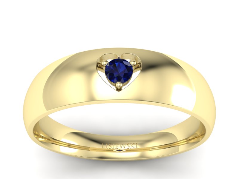 Złoty pierścionek z szafirem żółte złoto - p16052zsz
