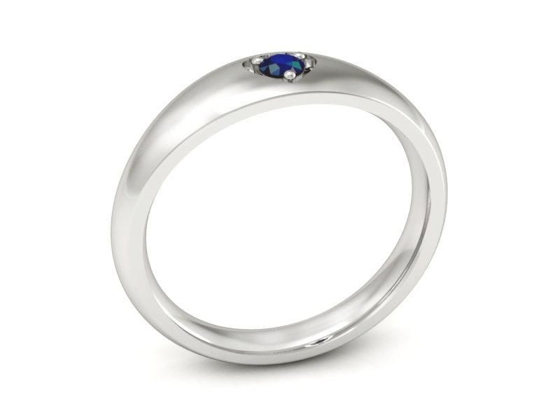 Złoty pierścionek z szafirem w białym złocie - p16053bsz — zdjęcie 3