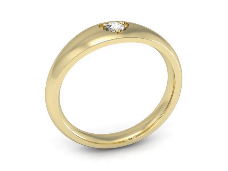 Złoty pierścionek z brylantem żółte złoto - P16053z — zdjęcie 3
