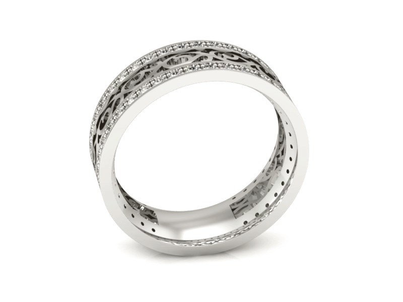 Pierścionek obrączka z brylantami białe złoto - p16055b — zdjęcie 2