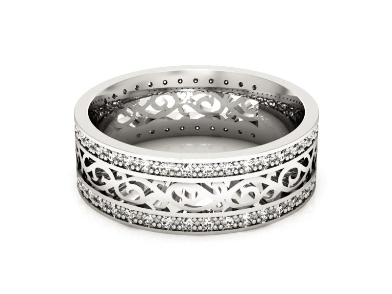 Pierścionek obrączka z brylantami białe złoto - p16055b — zdjęcie 3