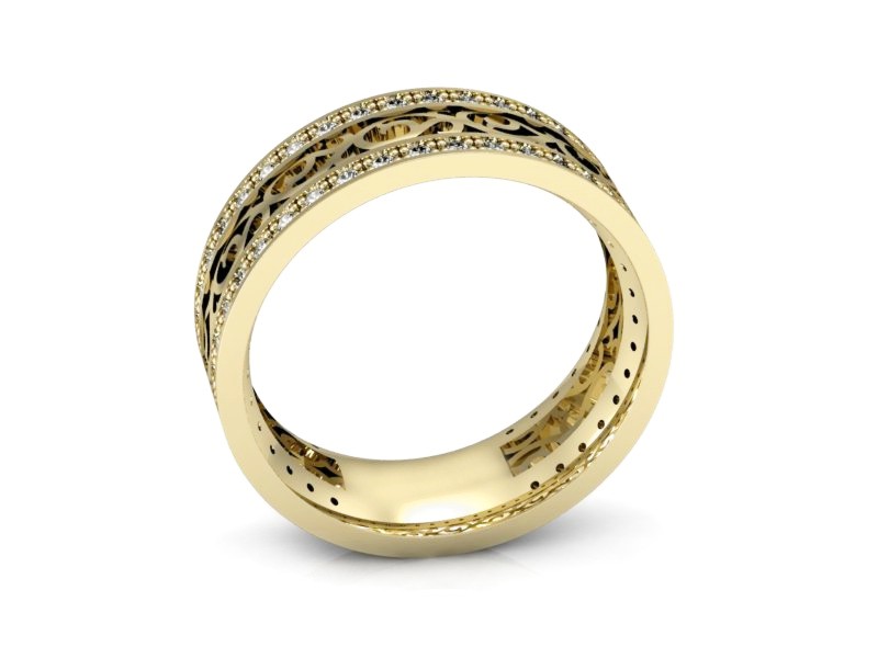 Obrączka z brylantami żółte złoto - p16055z — zdjęcie 3