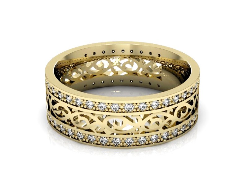 Obrączka z brylantami żółte złoto - p16055z — zdjęcie 2