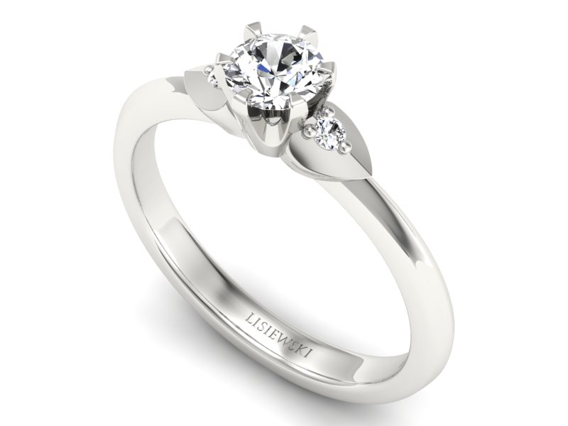 Złoty pierścionek z brylantami białe złoto - p16056b — zdjęcie 3