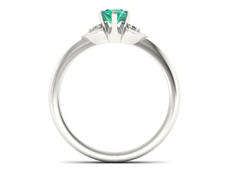 Złoty pierścionek ze szmaragdem i brylantami - p16056bsm — zdjęcie 2